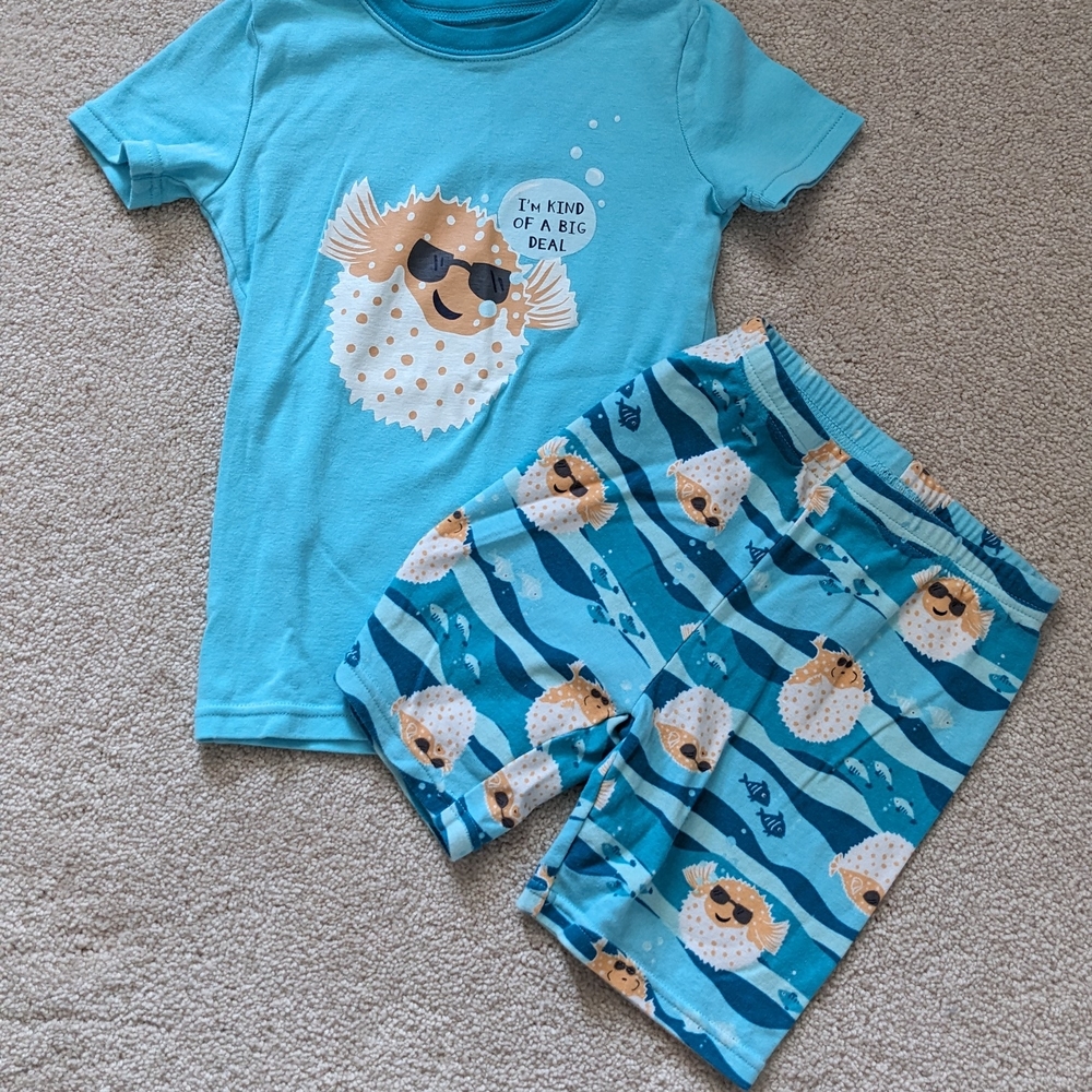 Blue Pajama Set with Cartoon Dog Design